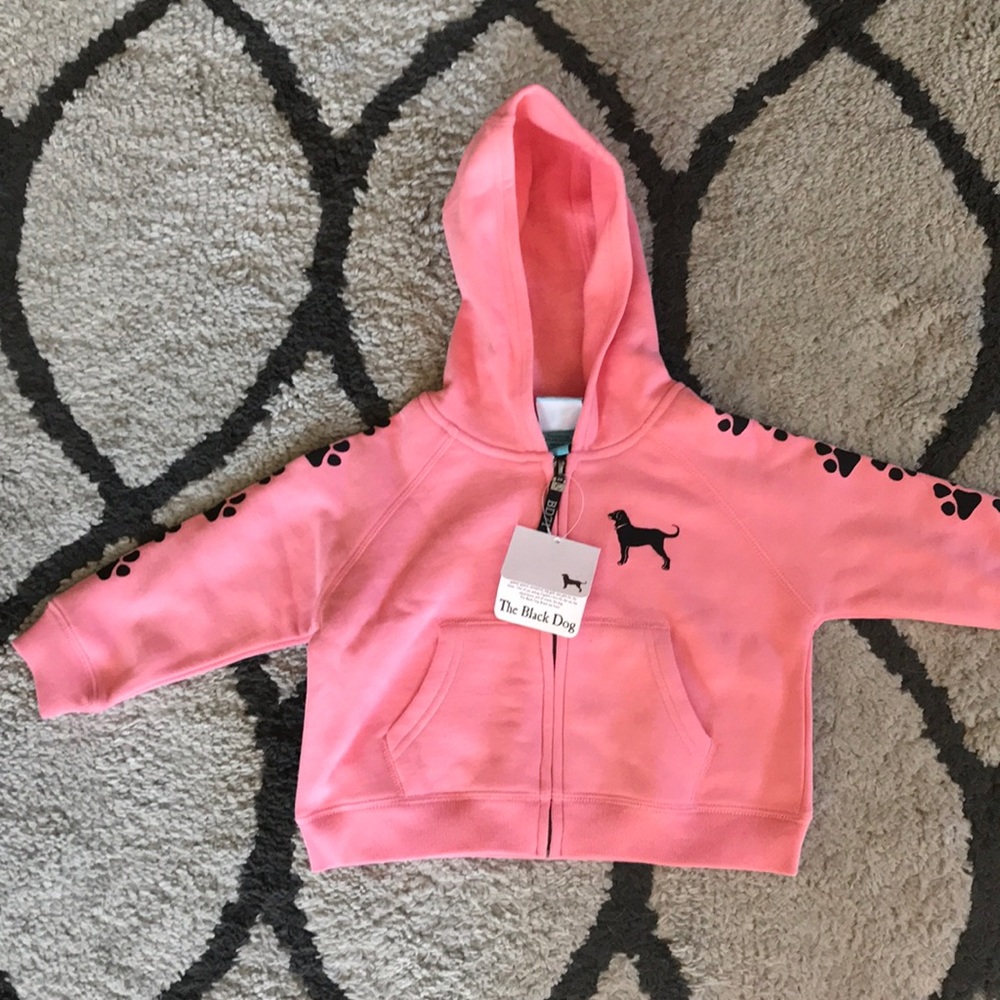 Black dog pink hoodie